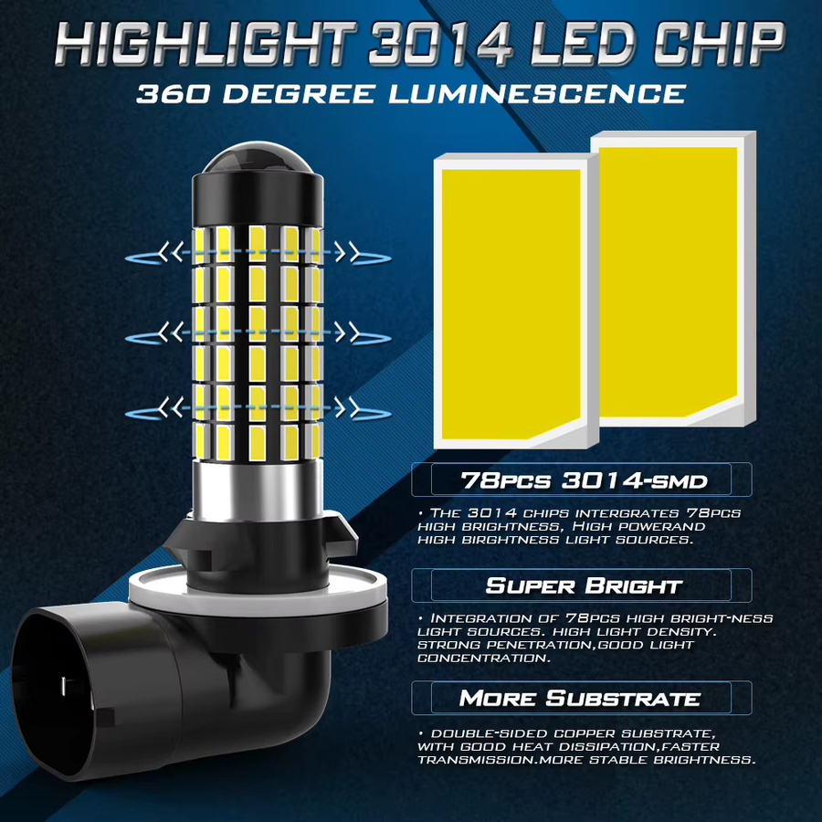 KaTur LED H27W Canbus Leuchtmittel Set für Nebelscheinwerfer und Fernlicht in Weiß, 2 Stück - Bild 3