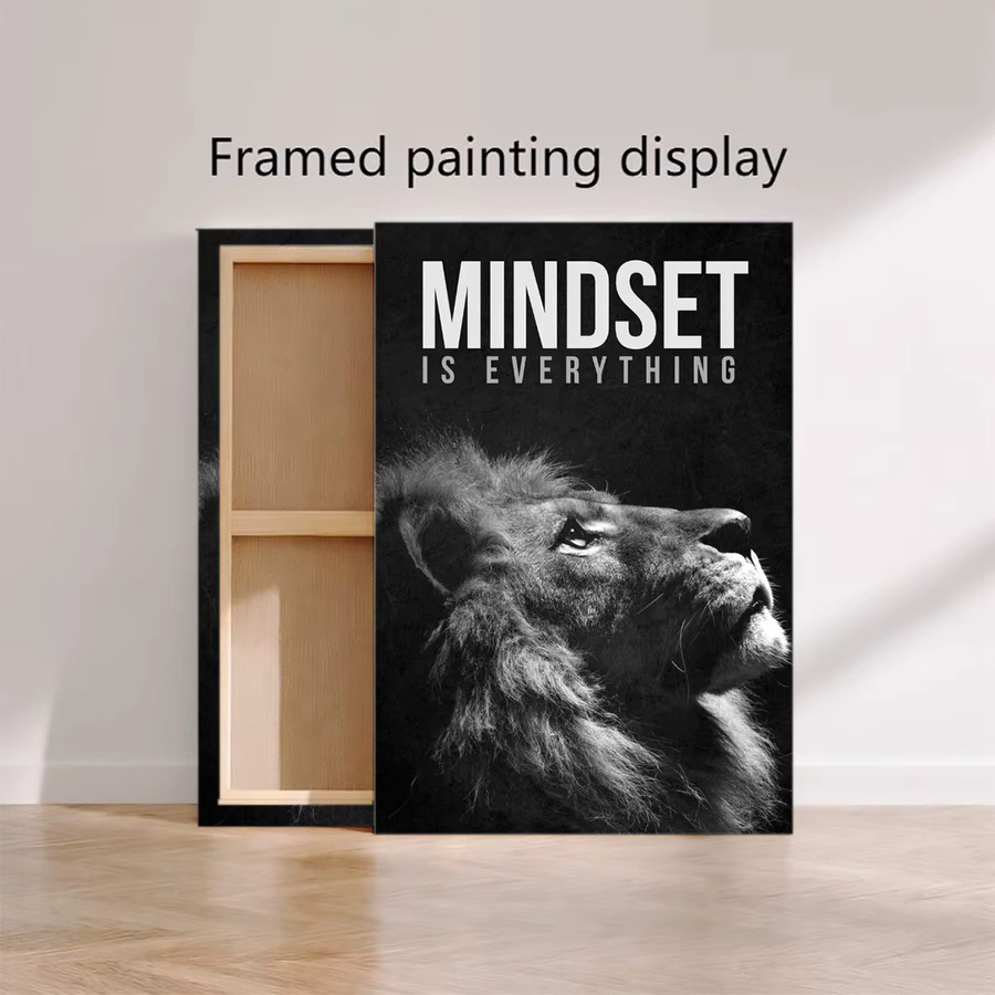 Kayou Motivationsposter Löwen-Mindset Leinwand-Wandkunst in Schwarz für Büro und Wohnzimmer - Bild 2