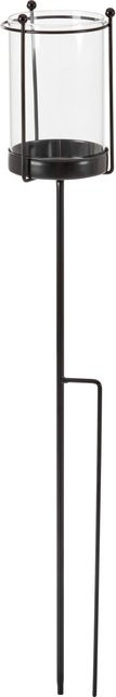 Gartenstecker Fackel aus Eisen und Glas in Schwarz für Terrasse und Garten, Höhe: 58 cm, Durchmesser: 9 cm - Bild 1