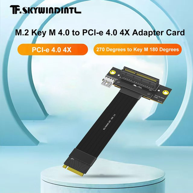 T.F.SKYWINDINTL M.2 Key M auf PCI-e 4.0 x4 NVMe Adapterkarte in Schwarz - Bild 1