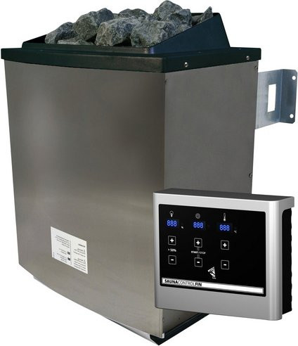 Karibu Elektrischer Saunaofen mit externer Steuerung, 9 kW, Edelstahl, silberfarben - Bild 1