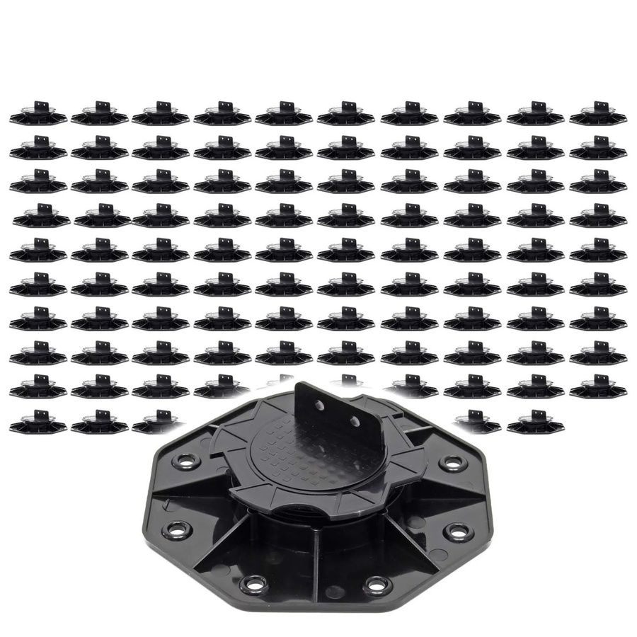 Xpotool Set 100 Stück Stelzlager für Terrassen, höhenverstellbare Stellfüße in Schwarz, Tragkraft 2700 kg, für Durchmesser 18-28 mm - Bild 2