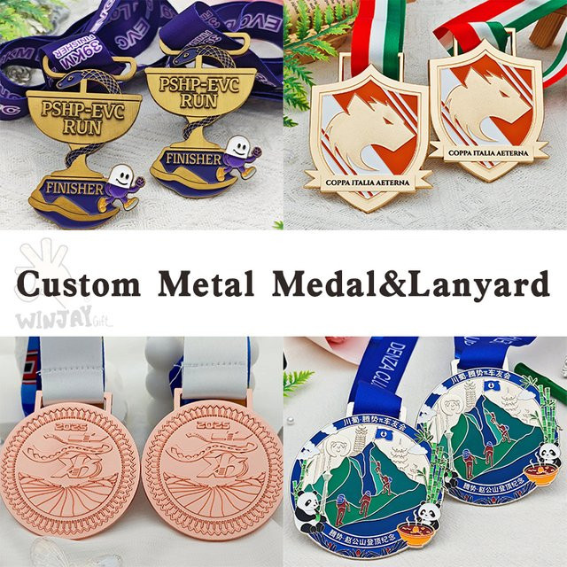 Winjaygift Metallmedaille mit Lanyard, Weich-Emaille, Designprägung, 3D-Hartemaille - Bild 1