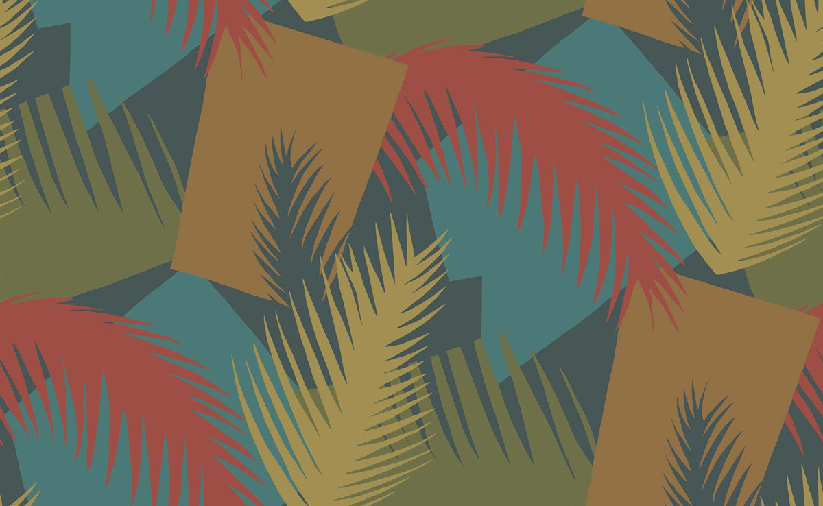 Cole & Son Tapete Deco Palm in Rot und Blau Multicolour - Bild 1