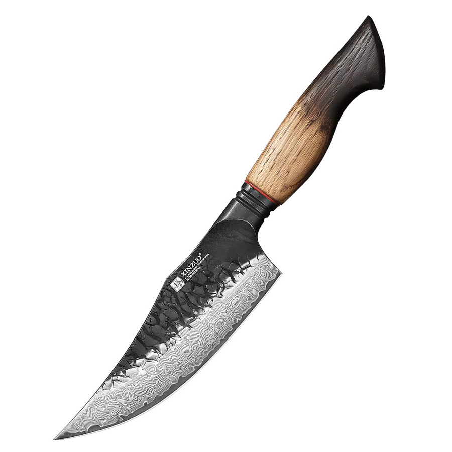 XINZUO Wikingermesser aus 67-lagigem Damaststahl mit Griff aus weißer Eiche und rotem G10 - Bild 6