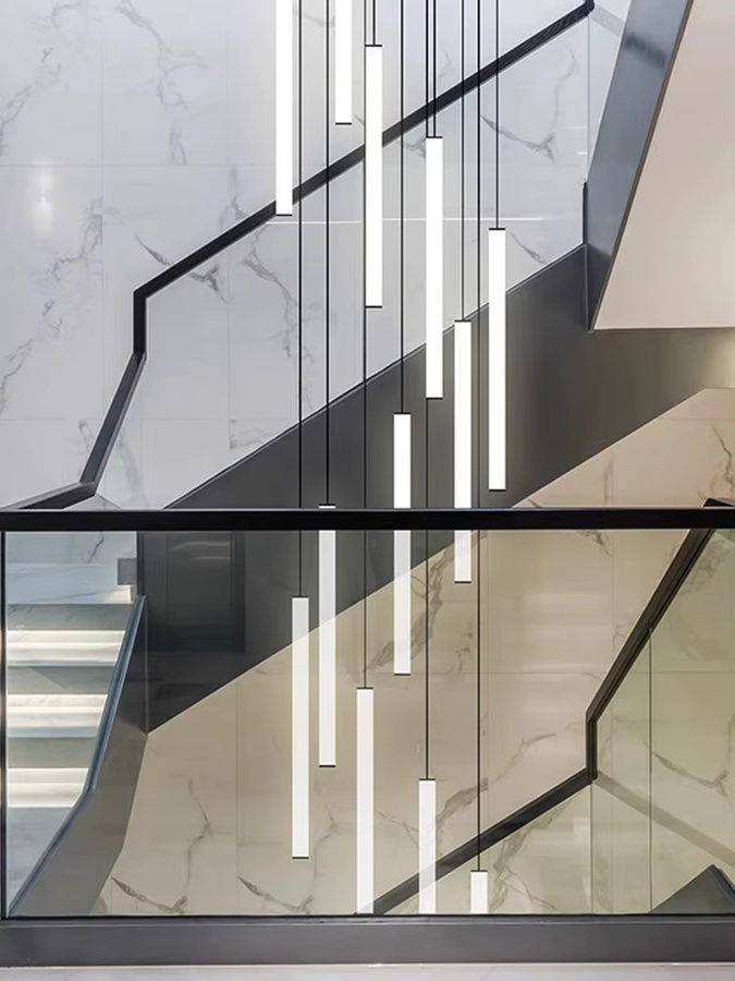 VIGOUS Nordic Villa Kronleuchter für Treppen als hängende Loft-Lampe in Weiß mit warmweißem Licht - Bild 3