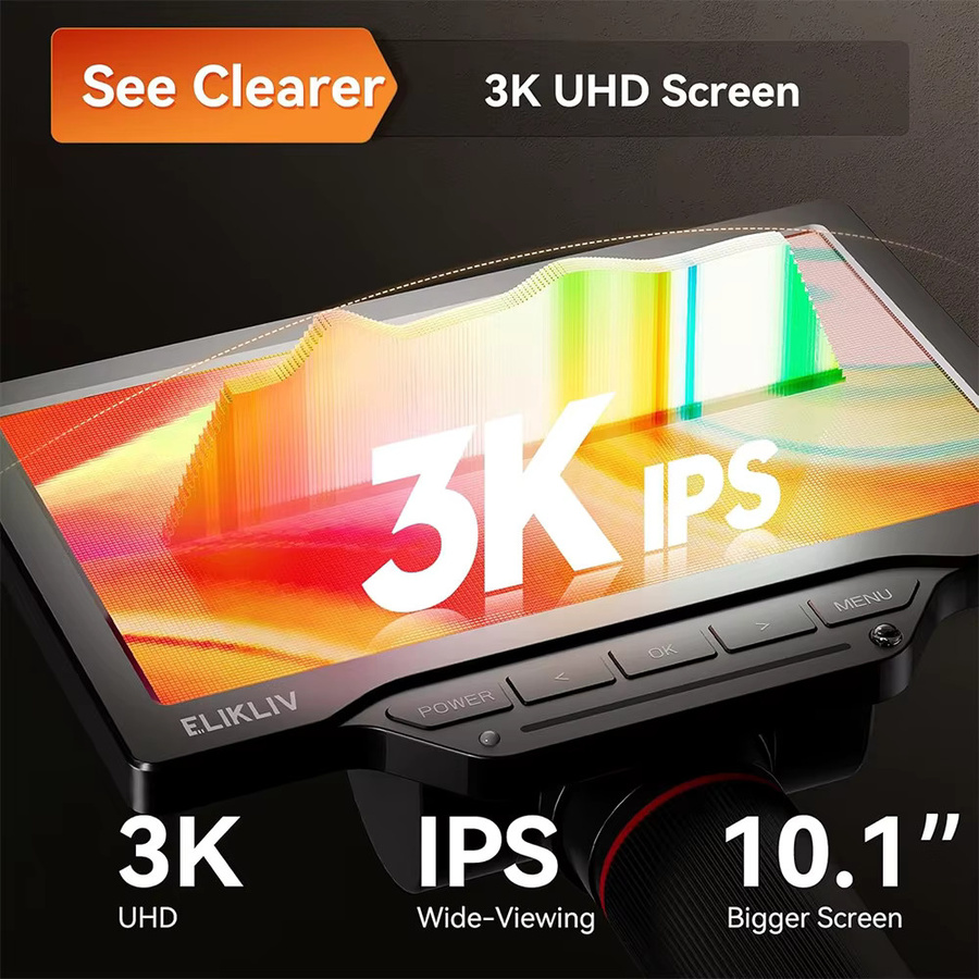 Elikliv EM3K-3D Max 10,1 Zoll 3D Digitalmikroskop mit HDMI, magnetisches Doppellinsen-Lötmikroskop für Elektronik in Schwarz - Bild 3