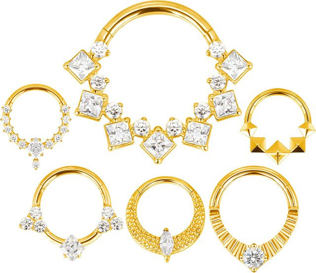 G23 BODY JEWELRY Nasenring Titan, Zirkonia, Gold, Unisex - Bild 1