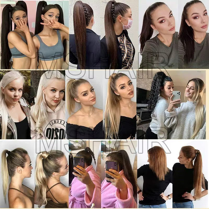 MRSHAIR Echthaarverlängerungen High Ponytail, Blond, Unisex - Bild 3