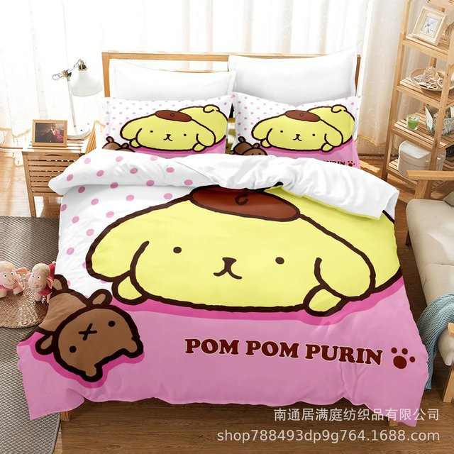 Lodestar Pom Pom Purin Bettwäscheset aus Mikrofaser in Pink, bestehend aus Bettbezug und Kissenbezug, B/H: 135 x 200 cm - Bild 1
