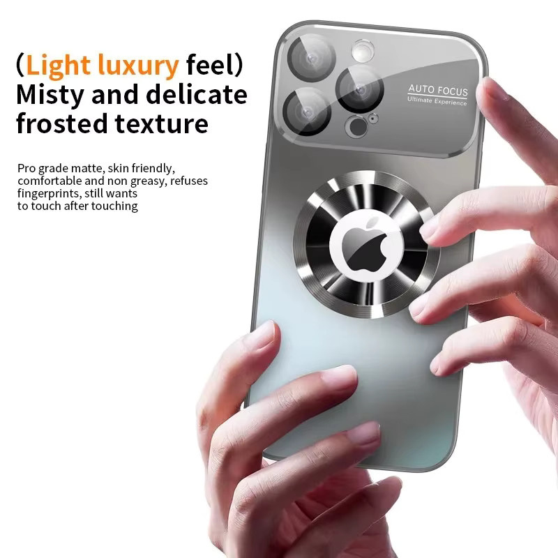 RUWANGAA Luxus Schutzhülle in Titan Metallic Matt für iPhone mit MagSafe und Glas-Kameraobjektivschutz, Farbe: Orange - Bild 6