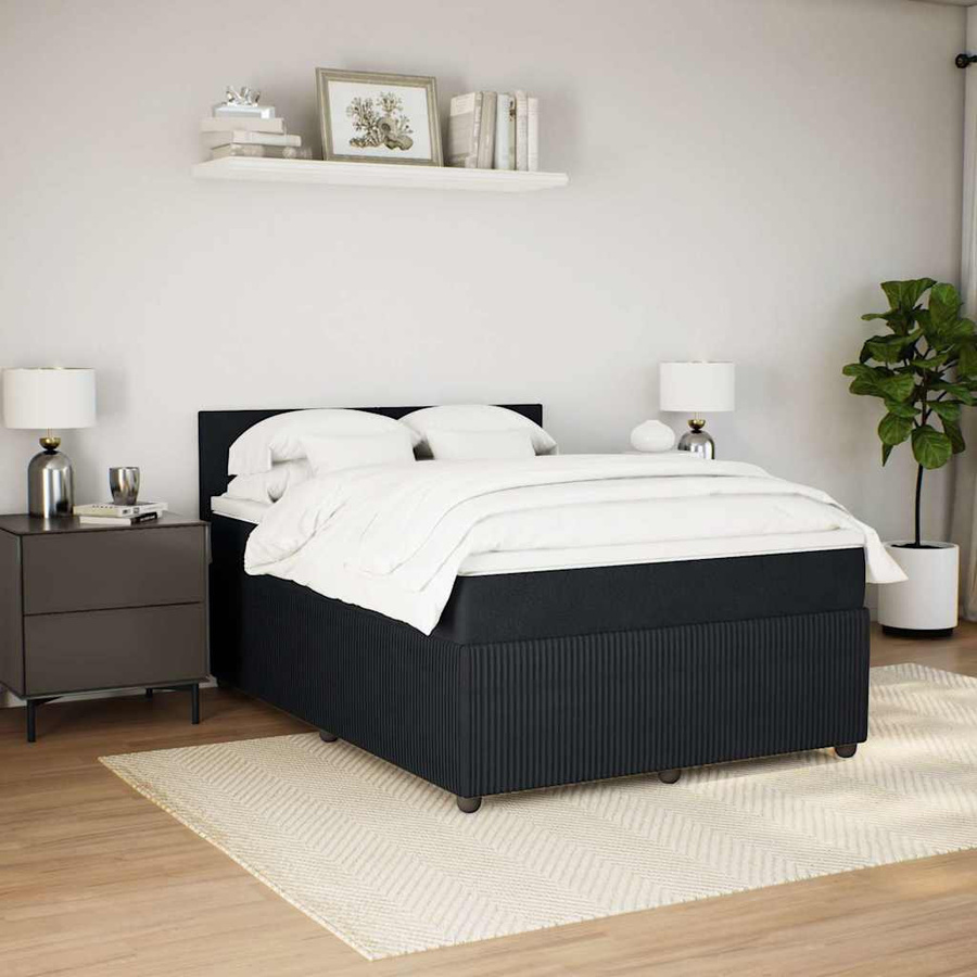 vidaXL Boxspringbett mit Matratze in Schwarz aus Samt, B/T/H: 160 x 200 cm - Bild 4