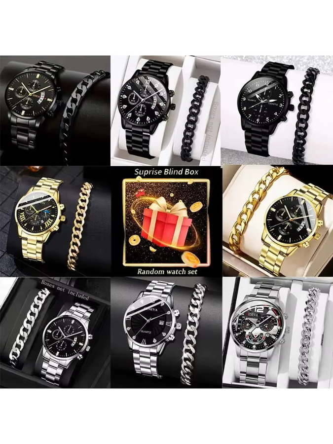 RUNERR Armbanduhr-Set, Analoguhr, Quarz, Edelstahl, Schwarz, Herren - Bild 5