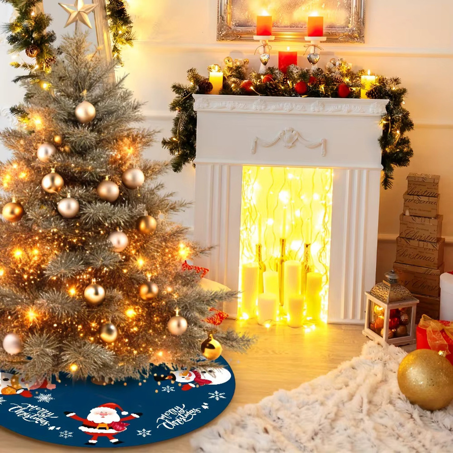 VIKAMA Weihnachtsbaumkleid mit blauem Weihnachtsmann- und Schneemann-Design zur Dekoration für Indoor-Partys und Festivals - Bild 4