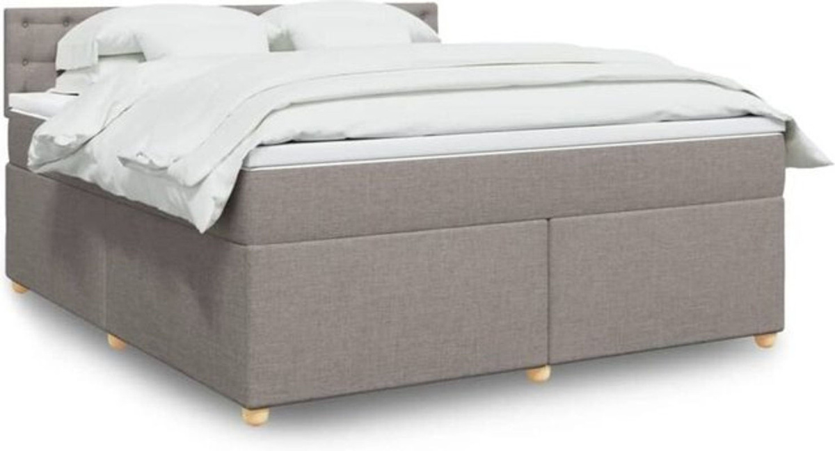 Vidaxl Boxspringbett mit Matratze in Taupe meliert aus Stoff, B/T: 180 x 200 cm - Bild 1