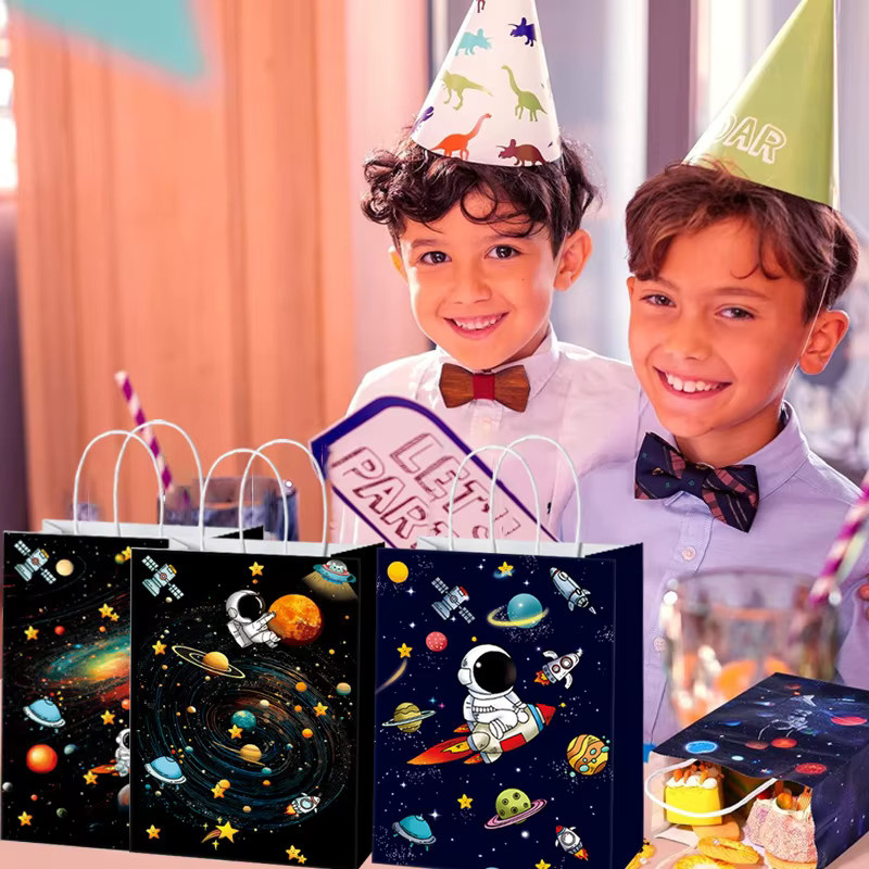 PartiesTour Weltraum-Geschenktüten mit Griff für Kinder, Galaxie-Thema Geburtstagsparty-Dekoration, Mehrfarbig - Bild 3