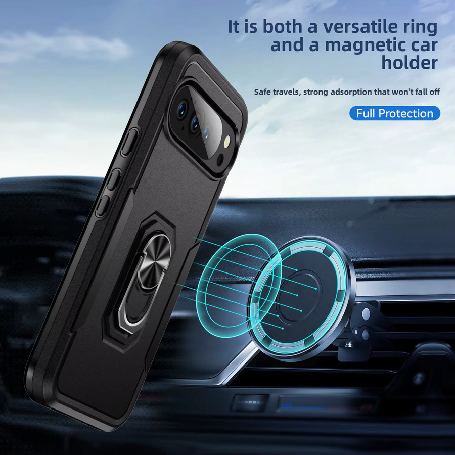 Robuste Hybrid-Handyhülle mit magnetischem Ringständer für Google Pixel 10, 9, Pro, XL, 8A, 7A, 6A, 6, 7, 8 Pro in Weiß oder Pink - Bild 1