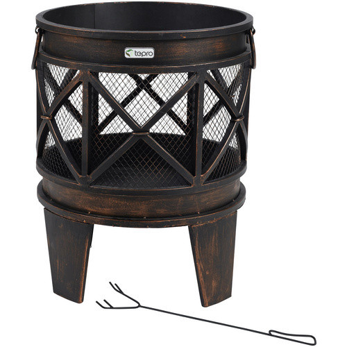 Tepro Feuerstelle Gracewood in Schwarz/Bronze mit Funkenschutz und Grillfläche, Höhe: 53 cm, Durchmesser: 40 cm - Bild 4
