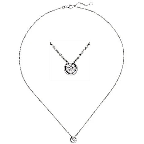 Colfem Collier Kette mit Anhänger 585 Weißgold, Diamant Brillant, 45 cm - Bild 1