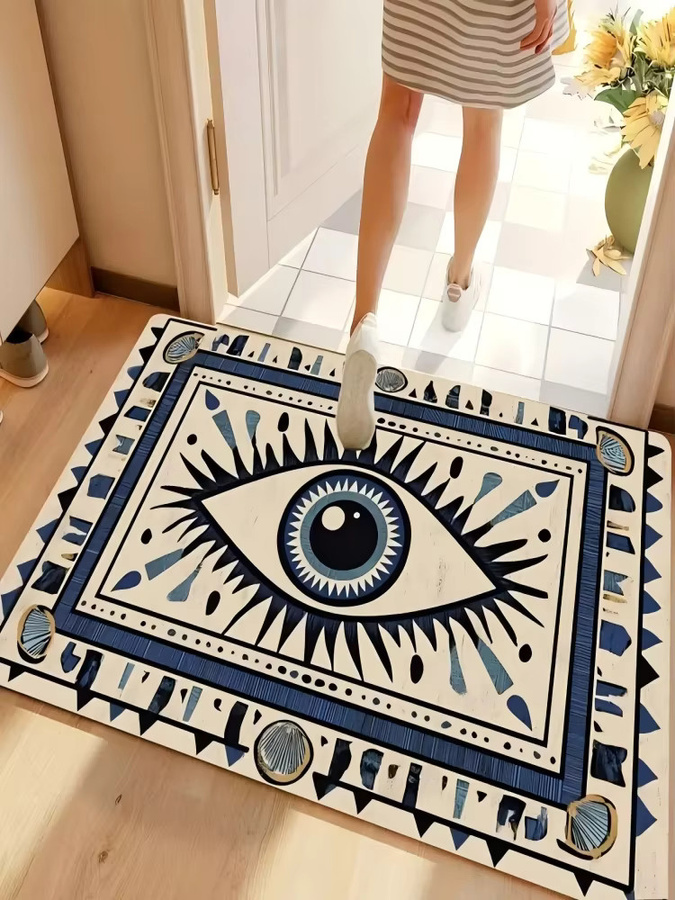 VIKAMA Evil Eye Fußmatte für Küche und Badezimmer, weich und saugfähig, Boho Design, B/T: 60 x 40 cm - Bild 2
