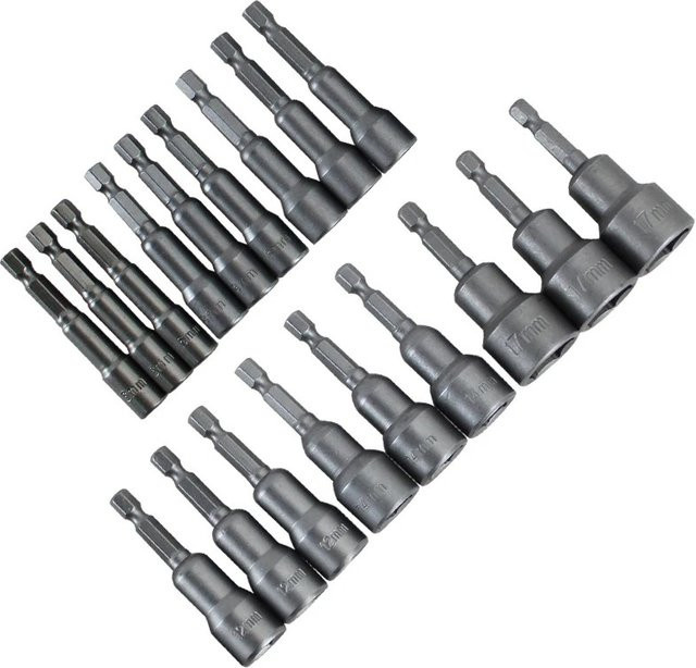 TELEHILL Magnetischer Schlagmuttern-Schraubendreher-Steckschlüsselsatz Metrisch 6 mm bis 19 mm mit 6,35 mm Sechskantschaft und Bohrer-Adapter - Bild 1