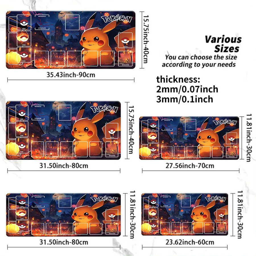 Potdemiel Pokemon TCG Spielmatte, Pikachu Halloween Gruselstadt-Design, Zubehör - Bild 5