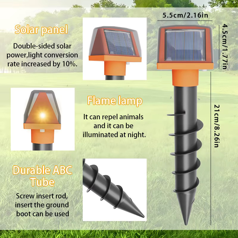 SAIJZEK Solarbetriebener Rattenvertreiber für den Außenbereich IP66 mit Maulwurf- und Schlangenabwehr für Garten und Hof - Bild 3