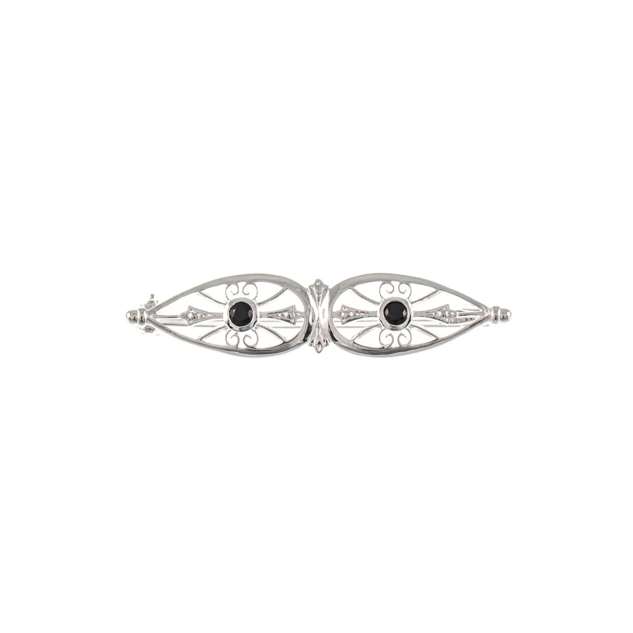 Brosche 925 Silber, Zirkonia schwarz, Damen - Bild 1