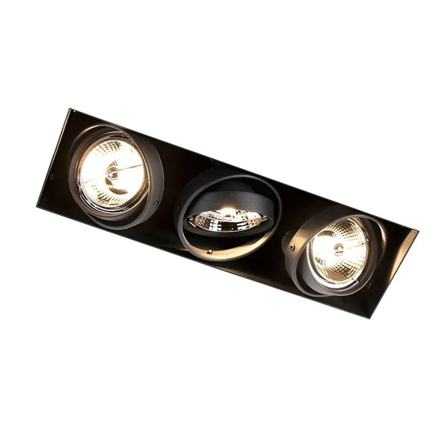 QAZQA LED Einbaustrahler Schwarz, trimmlos, drehbar und kippbar, GU10, 3er Set - Bild 2