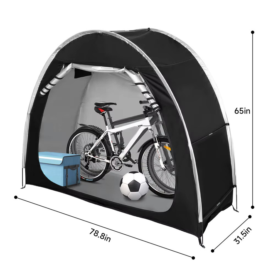 HGTUGO Fahrrad-Aufbewahrungszelt für 1-2 Fahrräder aus wasserdichtem 210D Oxford-Polyester in Schwarz - Bild 2