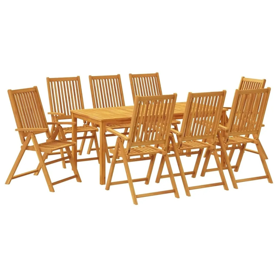 vidaXL 9-teilige Garten-Essgruppe aus Akazien-Massivholz in Braun, Tisch und Stühle für Terrasse und Hinterhof - Bild 2