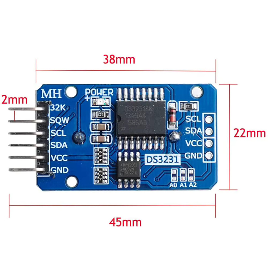 DIYmall DS3231 Echtzeituhr Modul RTC Sensor mit AT24C32 IIC Timer für Arduino und Raspberry Pi, Blau - Bild 2