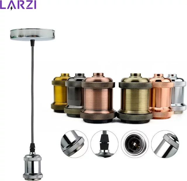 LARZI E27 Vintage Lampenfassung aus Metall im Industrial-Stil, Sockelhalter für Edison-Glühbirnen, Bronze/Multicolor - Bild 1