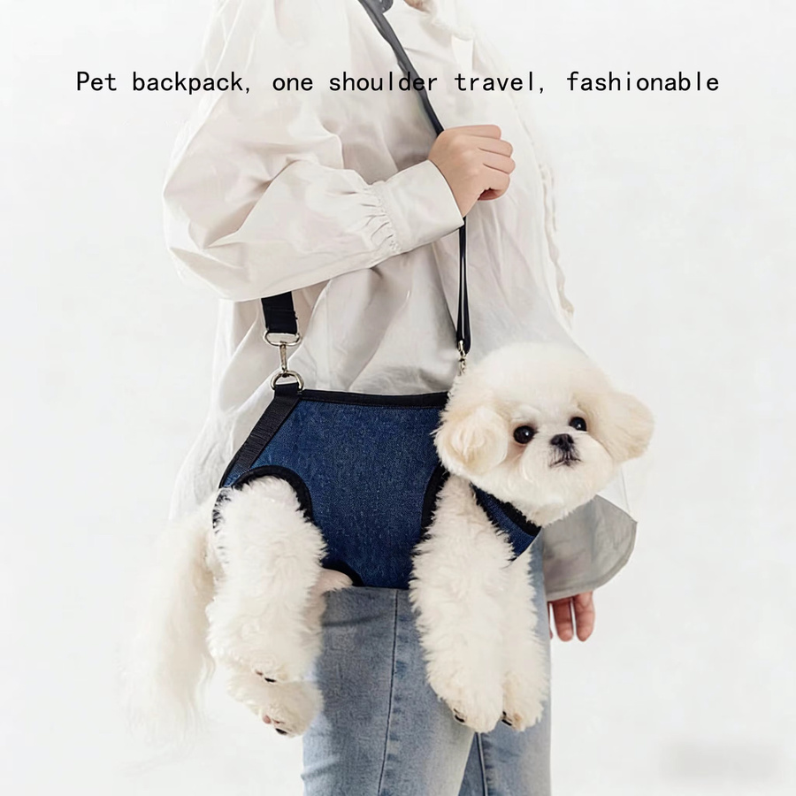 ARC ARCE Haustier-Rucksack für Katzen und Hunde in Blau mit Einzelschulter-Tragetasche, Brustgurt, Hundeleine und Pflegeabdeckung - Bild 2