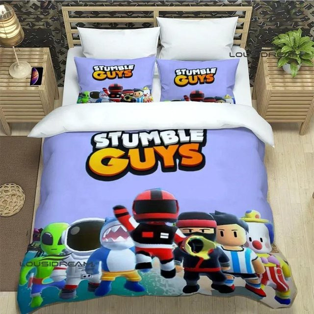 Stumble Guys Bettwäscheset mit 3D Cartoon Design für Kinder und Jugendliche, Set bestehend aus Bettbezug und Kissenbezug, Mehrfarbig, B/H: 70 x 133 cm - Bild 1