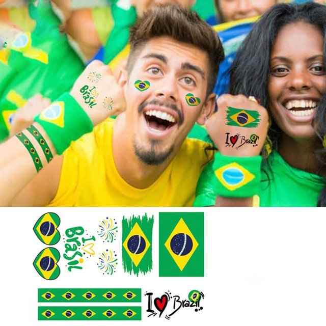 JKCODE TATTOO Temporäre Tattoos, Brasilianische Flagge, Unisex - Bild 1