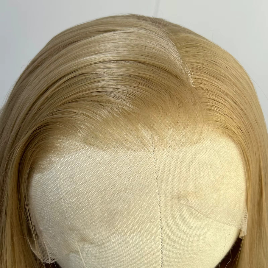 XiuQingCheng Lace-Front-Perücke, aschblond, lang, lockig, Damen - Bild 2