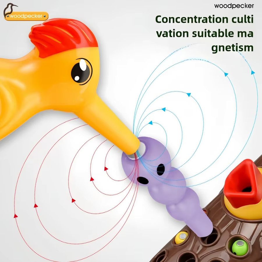 Magnetisches Specht-Insektenfangspiel, Baumloch-Wurm-Fütterungsspielzeug, Lernspielzeug - Bild 4