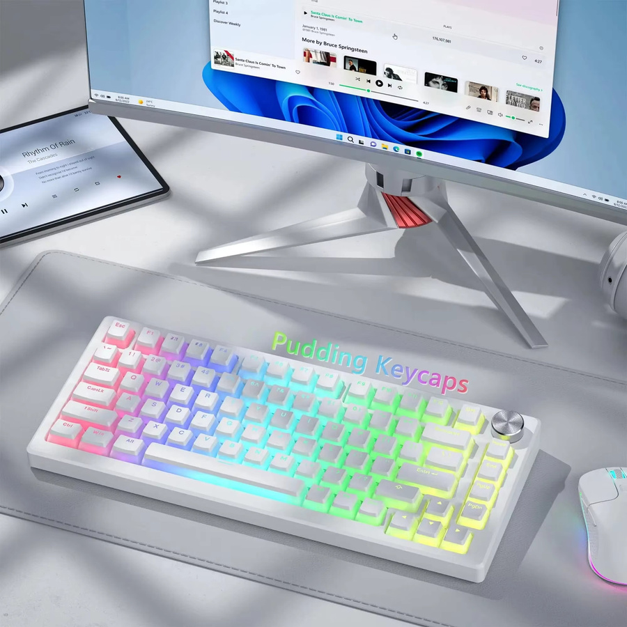 Weiße Pudding PBT Double Shot Keycaps im OEM-Profil mit 129 Tasten für mechanische Gaming-Tastaturen in 100%, 75%, 65% und 60% Layouts - Bild 2