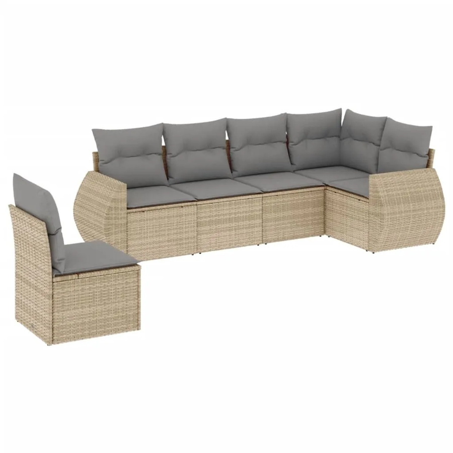 vidaXL Garten-Sofagarnitur in L-Form aus Poly-Rattan in Beige mit Sitzkissen und Rückenkissen - Bild 2