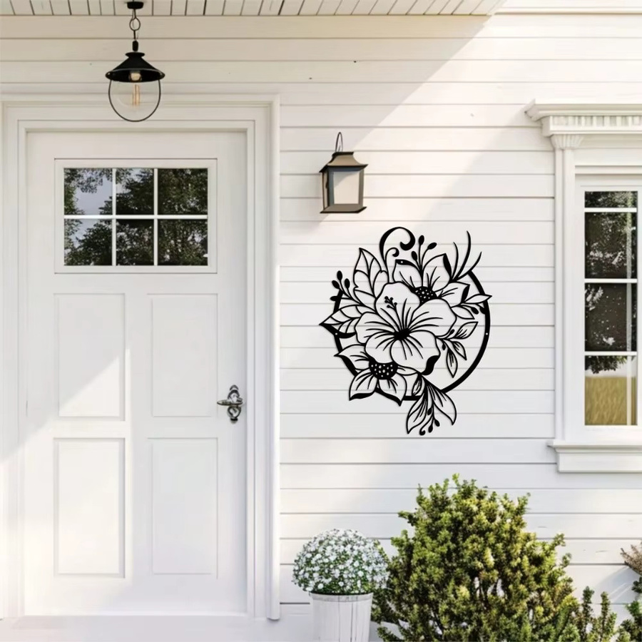 Moderne Metall-Wandkunst von CIFBUY mit floralem Lilienblumen-Design in Schwarz - Bild 3