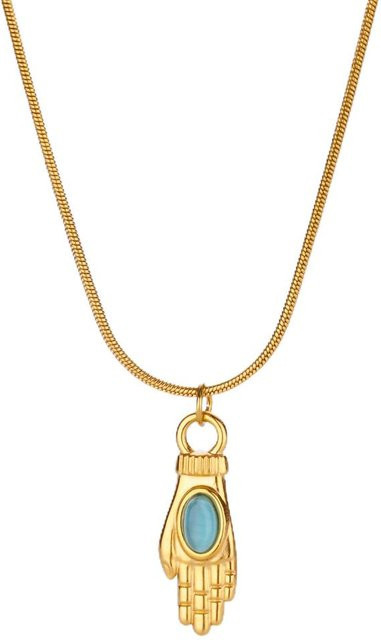 Halskette Edelstahl, Gold, Opal, Zirkonia, Damen, 45cm - Bild 1