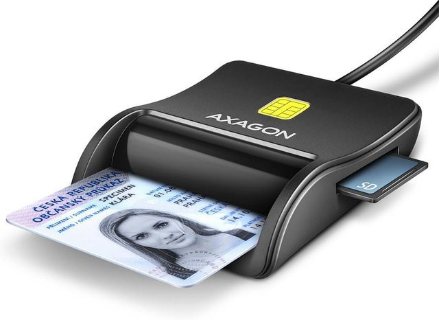 AXAGON CRE-SM3SD Smartcard Leser mit SD und microSD Unterstützung in Schwarz mit USB-A Anschluss - Bild 1