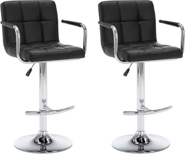 Set aus 2 vidaXL Barhockern in Schwarz aus Kunstleder und Stahl im modernen Design - Bild 1