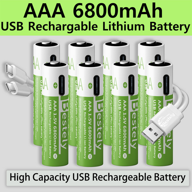 BaKKiter AAA Lithium-Ionen Akku 1,5V mit 6800mAh und USB-C Anschluss - Bild 1