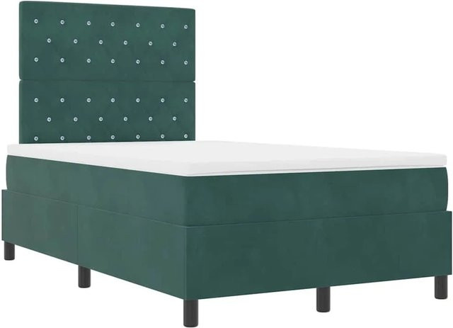 vidaXL LED Boxspringbett mit Matratze in Dunkelgrün, B/T/H: 120 x 200 x 280 cm - Bild 1