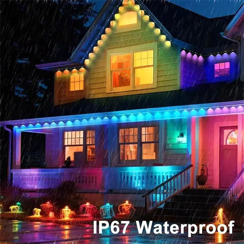 TLEDMP Smart RGBIC LED Traufenkette mit WIFI, Wasserdichte Outdoor Lichterkette für Party und Hochzeit, kompatibel mit Alexa und Google Assistant, Multicolour - Bild 3
