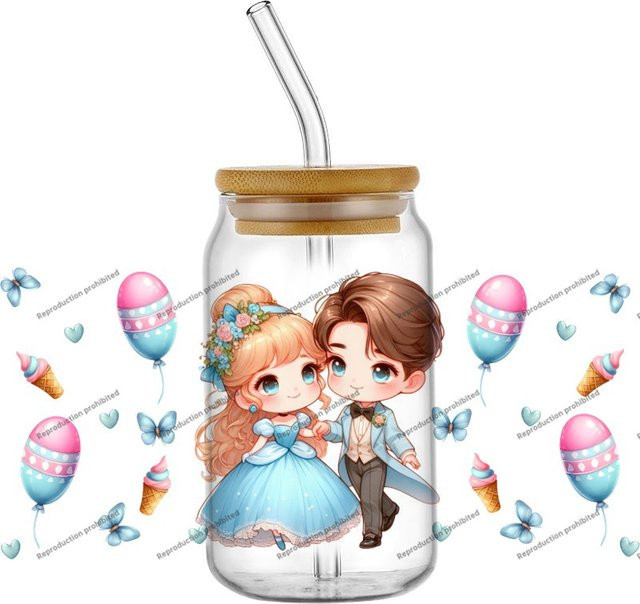 Libbey Becher mit Q-Style Prinzessin Elsa Cartoon UV DTF 3D-Transferaufkleber, Multicolor - Bild 1