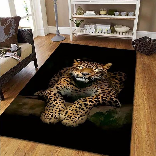Dew Glow Teppich mit Jungle Leopard Blumen Druck in Multicolour, B/H: 60 x 40 cm - Bild 1