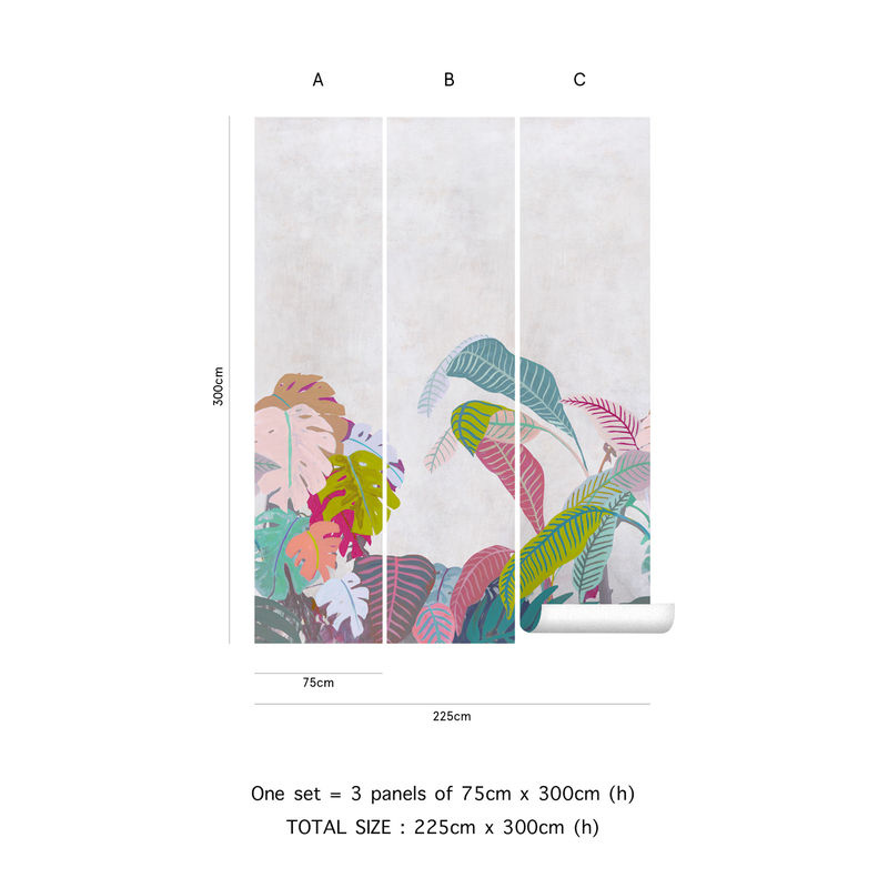 Tenue de Ville Mural Amazone Vintage Wandtapete mit floralem Design in Natur und Multicolour, Vlies, Breite: 300 cm, Höhe: 75 cm - Bild 3